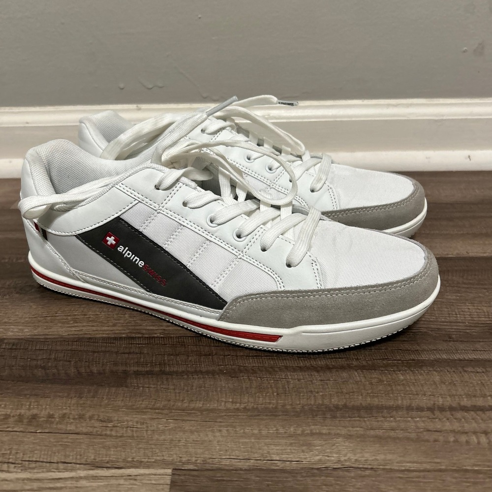 Alpine Swiss Sneakers Men's 11 White Grey Low Top Casual Shoes Minimalist STEFAN